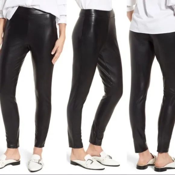 NEW LEITH High Waist Faux Leather Leggings in Black - Image 2