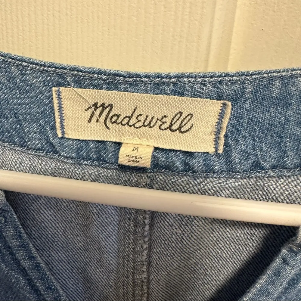 Madewell Denim Popover Swing Dress in Newsom Wash Cotten Linen Size Medium - Image 4