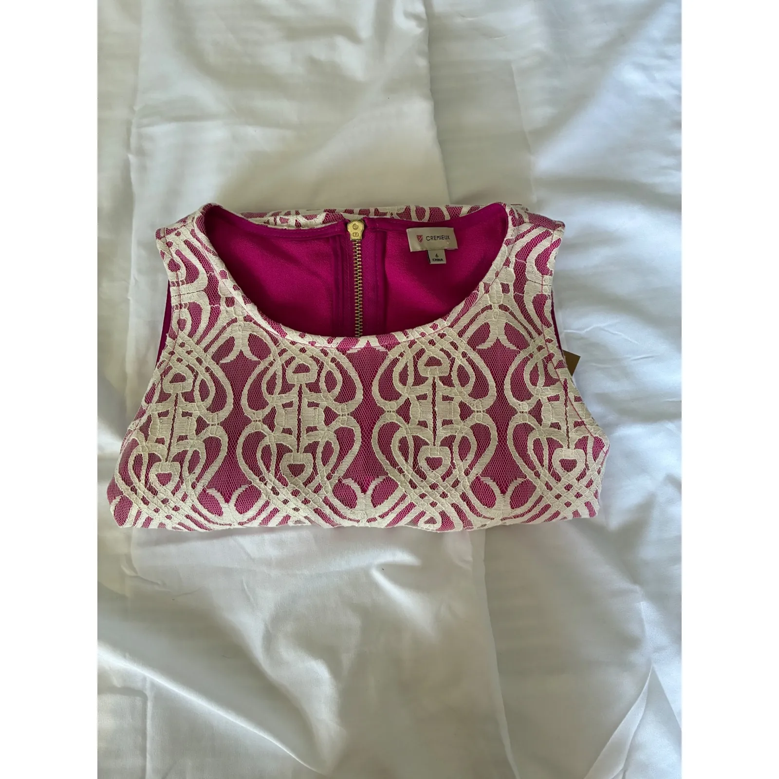 Cremieux Sleeveless Lace Overlay Party Cocktail Sheath Dress Pink Lined Size 6‎ - Image 3