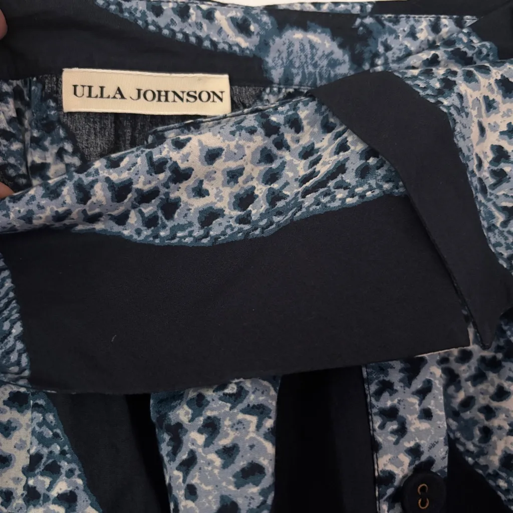 Ulla Johnson Eiko Skirt Indigo Size 2 Diamond Shibori Print Cotton Poplin Blue - Image 11