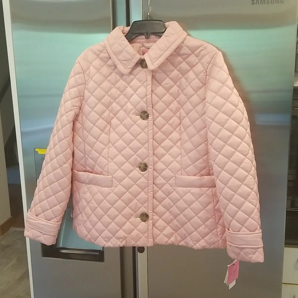 💕KATE SPADE💕 Button Down Diamond Quilted Coat ~ Medium Pink XL NWT - Image 7