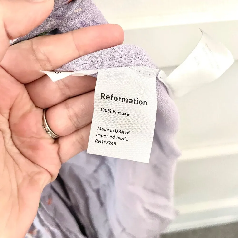 Reformation Carina Midi Wrap Dress Purple Floral Yvette Size XS - Image 5