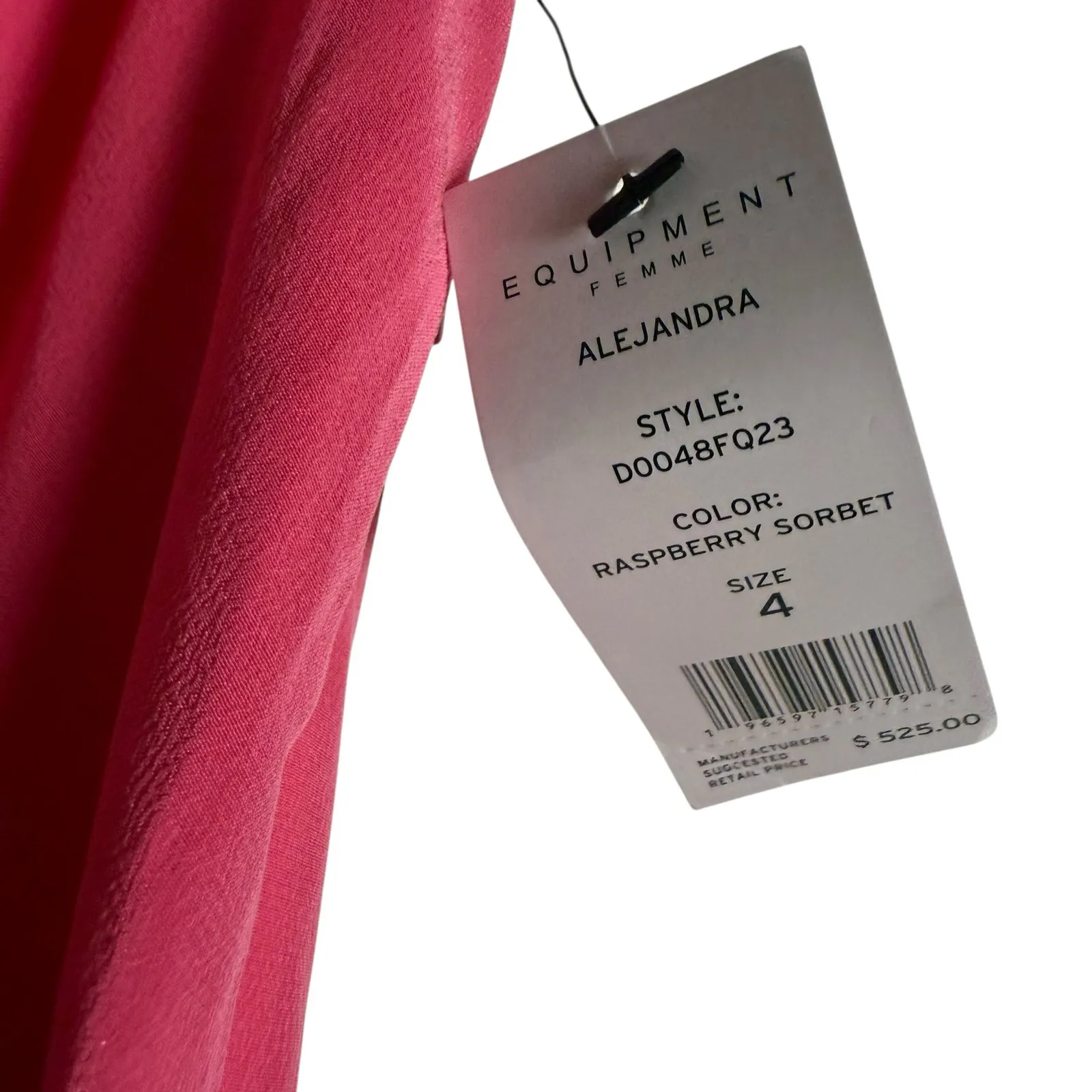 Equipment Alejandra Raspberry Sorbet Pink Sleeveless Asymmetric Silk Midi Dress - Image 8