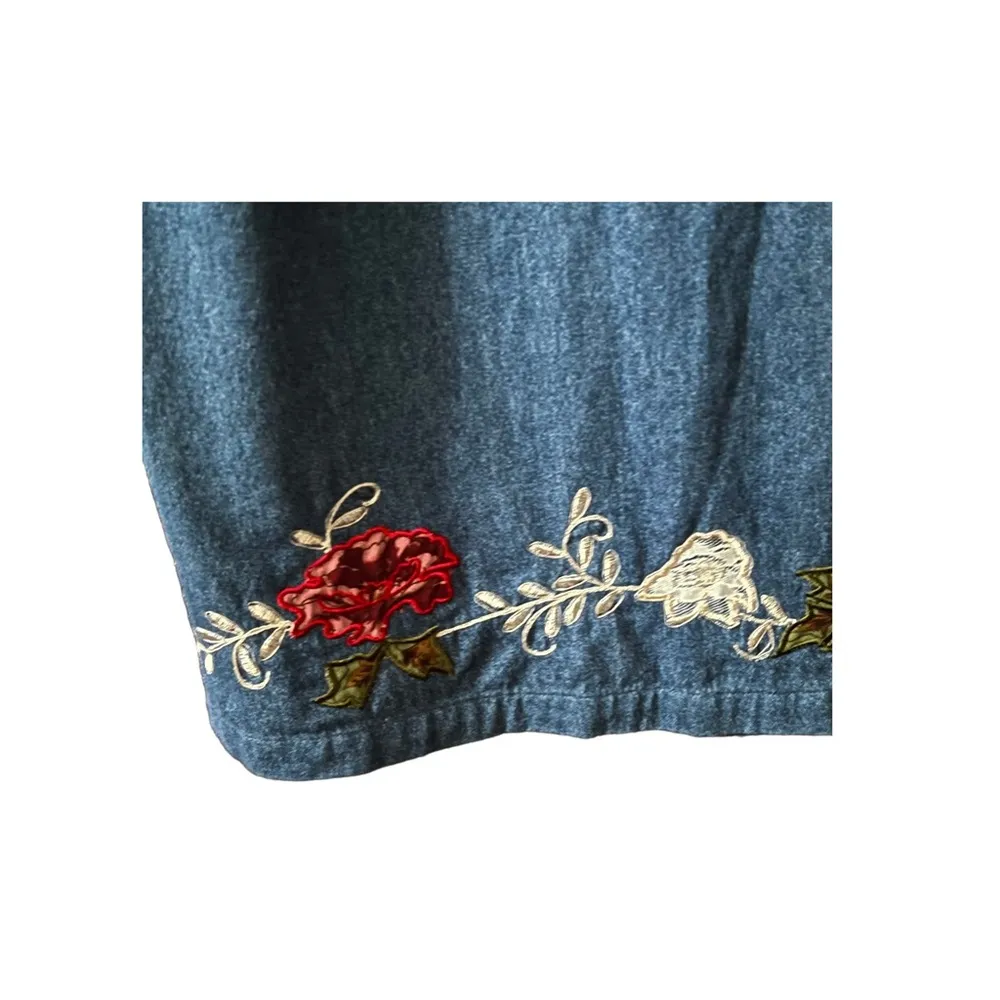 Vintage denim embroidered midi skirt Size M - Image 3