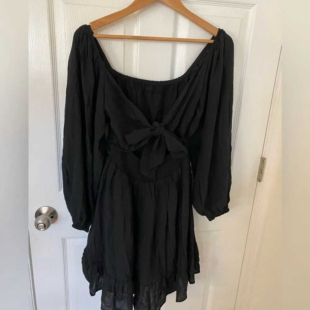 NEW BLACK RUFFLED DRESS LONG SLEEVE LINED large Black - Image 2