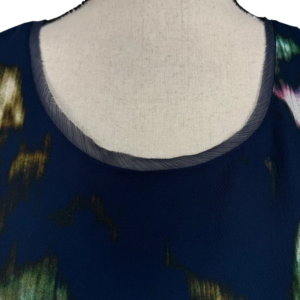 Simply Vera Vera Wang Large Tunic Top Asymmetrical Sleeveless Abstract Scoop Blue - Image 3