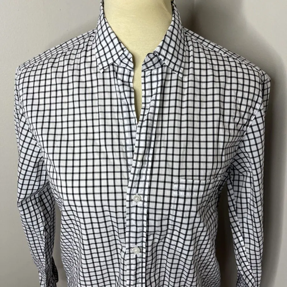 Frank & Eileen Joedy Boyfriend Button-Up‎ Cotton Black White Windowpane Plaid XS - Image 5