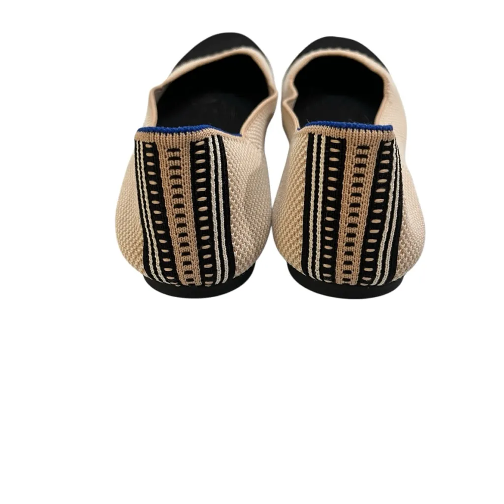 Rothy's The Square Tuxedo Captoe Size 10 Slip On Flats Shoes Black Beige White - Image 3