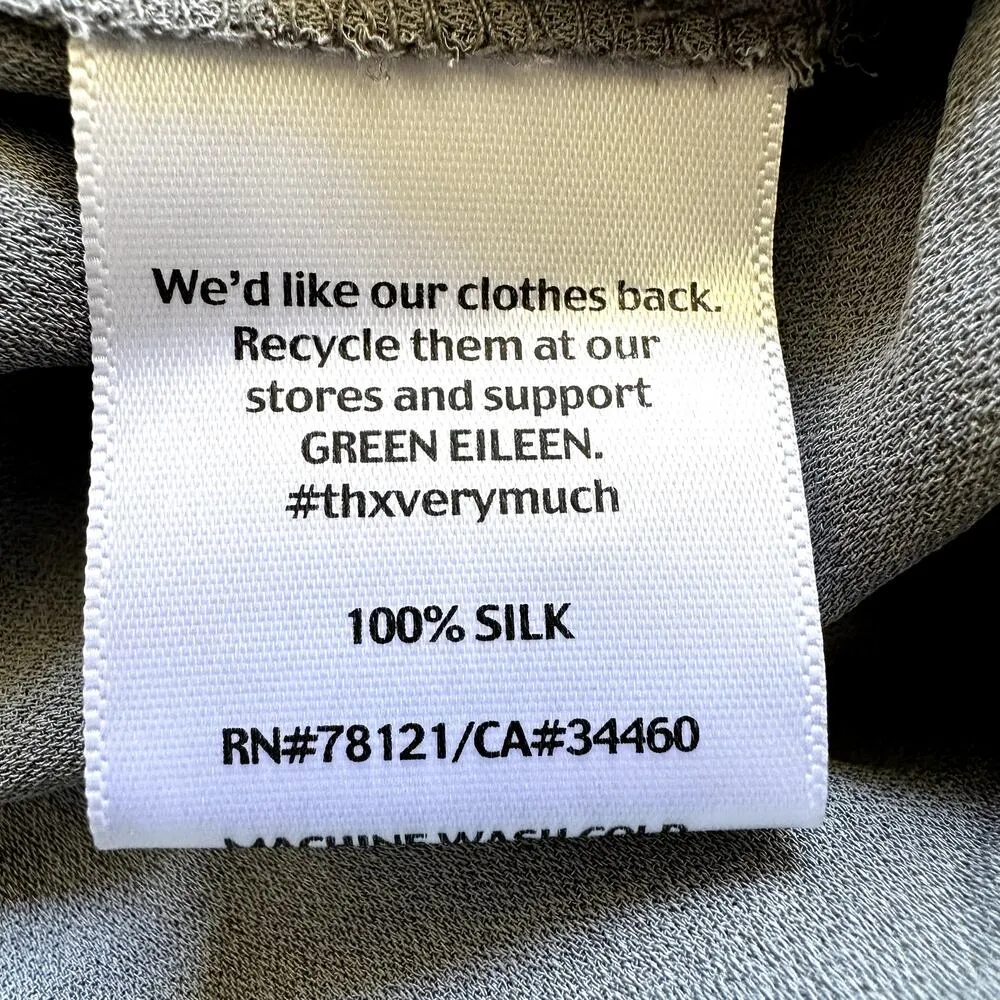 Eileen Fisher Silk Georgette Pants Tapered Ankle Mid Rise 100% Silk Gray XL - Image 3