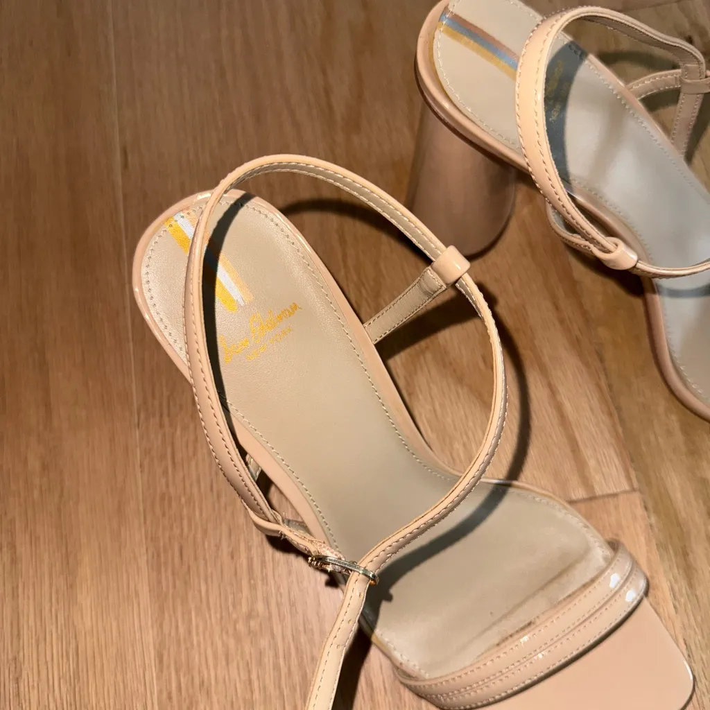 Sam Edelman Kit Block Heel Squared Open Toe Slingback Heeled Sandal Beige 8.5 - Image 3