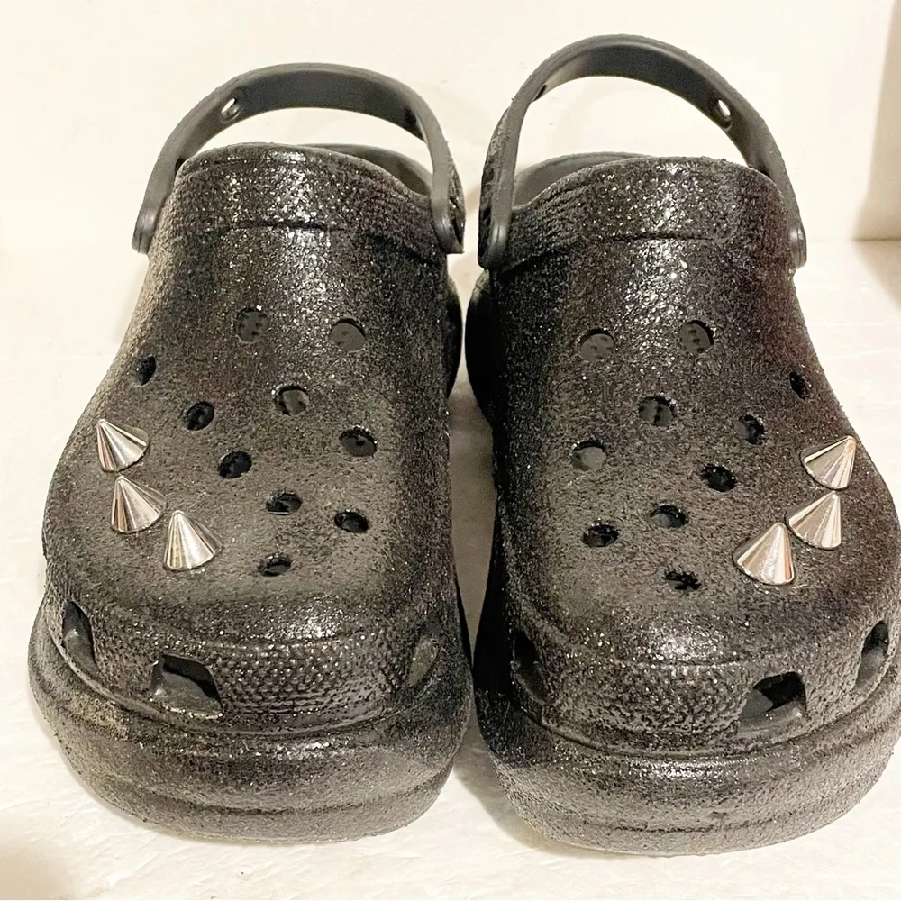 Crocs Classic Size 11 BAE Glitter Studded Platform Color Black Slip on Clog Shoe - Image 2
