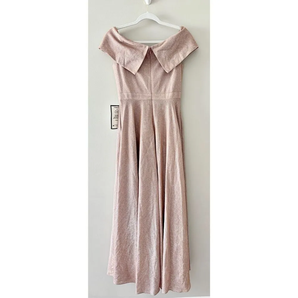 XSCAPE Gown Size 6 Petite Rose Gold Glitter Maxi Formal Dress NWT - Image 10