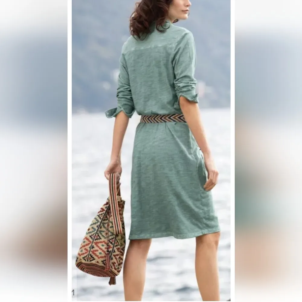 PERUVIAN CONNECTION Lagos Shirt Dress Super soft slubby cotton jersey knit Sz S - Image 3