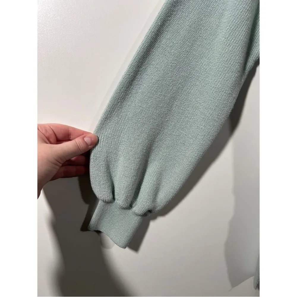 Loft Light Sage Green Sweater with Bubble sleeves Size Small - Image 3