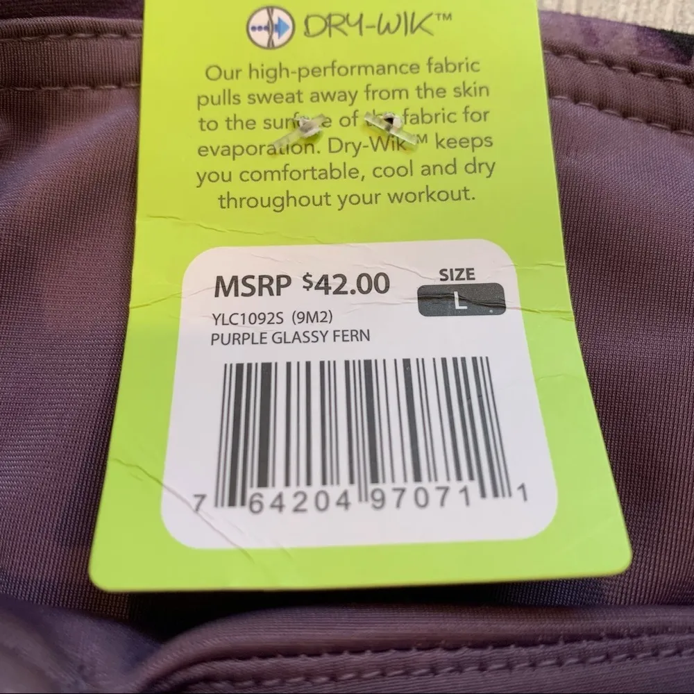 New, Marika Sport Tummy Control Capri in Purple Glassy Fern Size L - Image 4