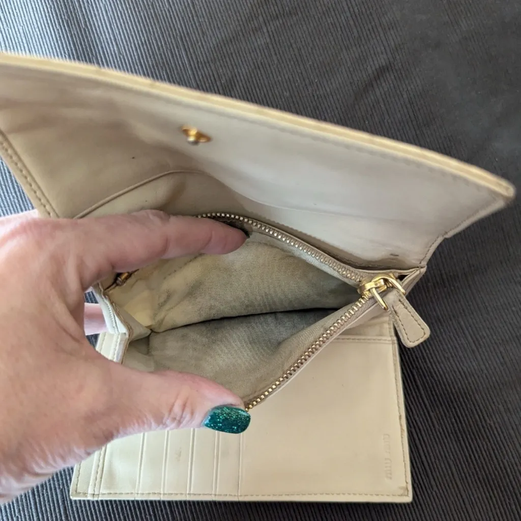 Miu Miu Cream Crocodile-Embossed Women's Wallet - Image 6