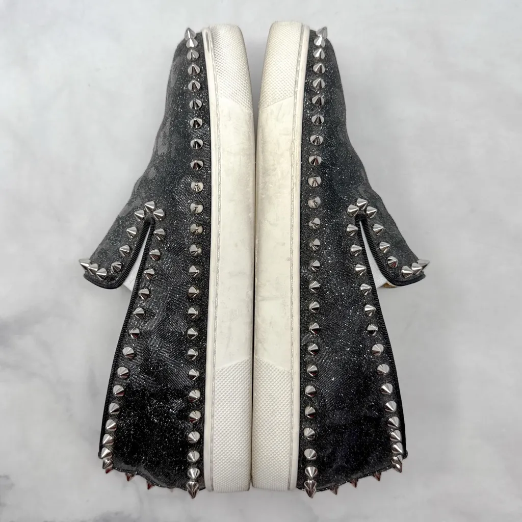 Christian Louboutin Pik Boat Studded Camo Leather Slip On Flat Sneaker Shoes 38 - Image 7