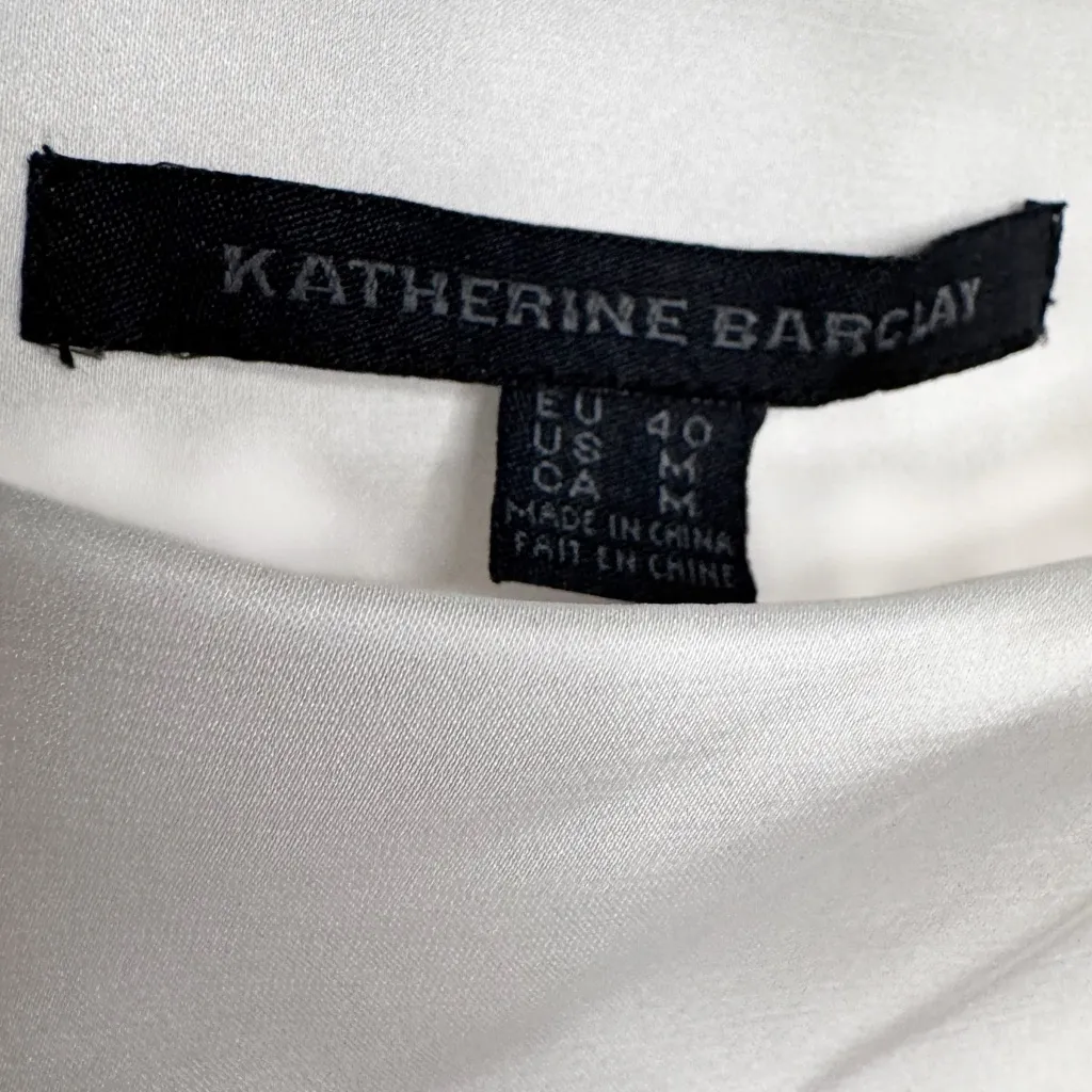 KATHERINE BARCLAY SILKY SOFT ROUCHED DRAPED BLACK AND WHITE TOP SZ M - Image 3