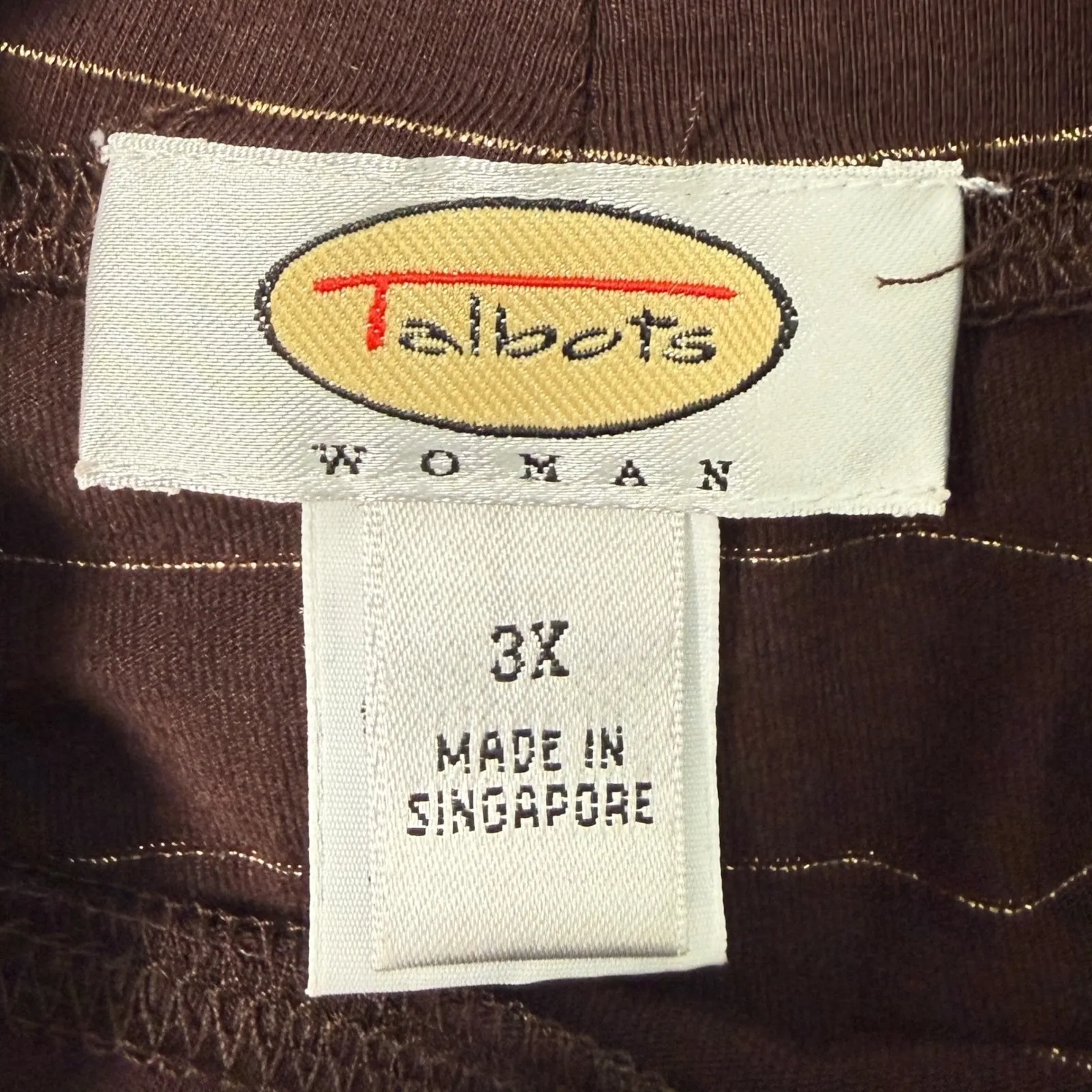 VTG Talbots Top Women's 3X Brown Gold Stripes Long Sleeve Tee Turtleneck Vintage - Image 3