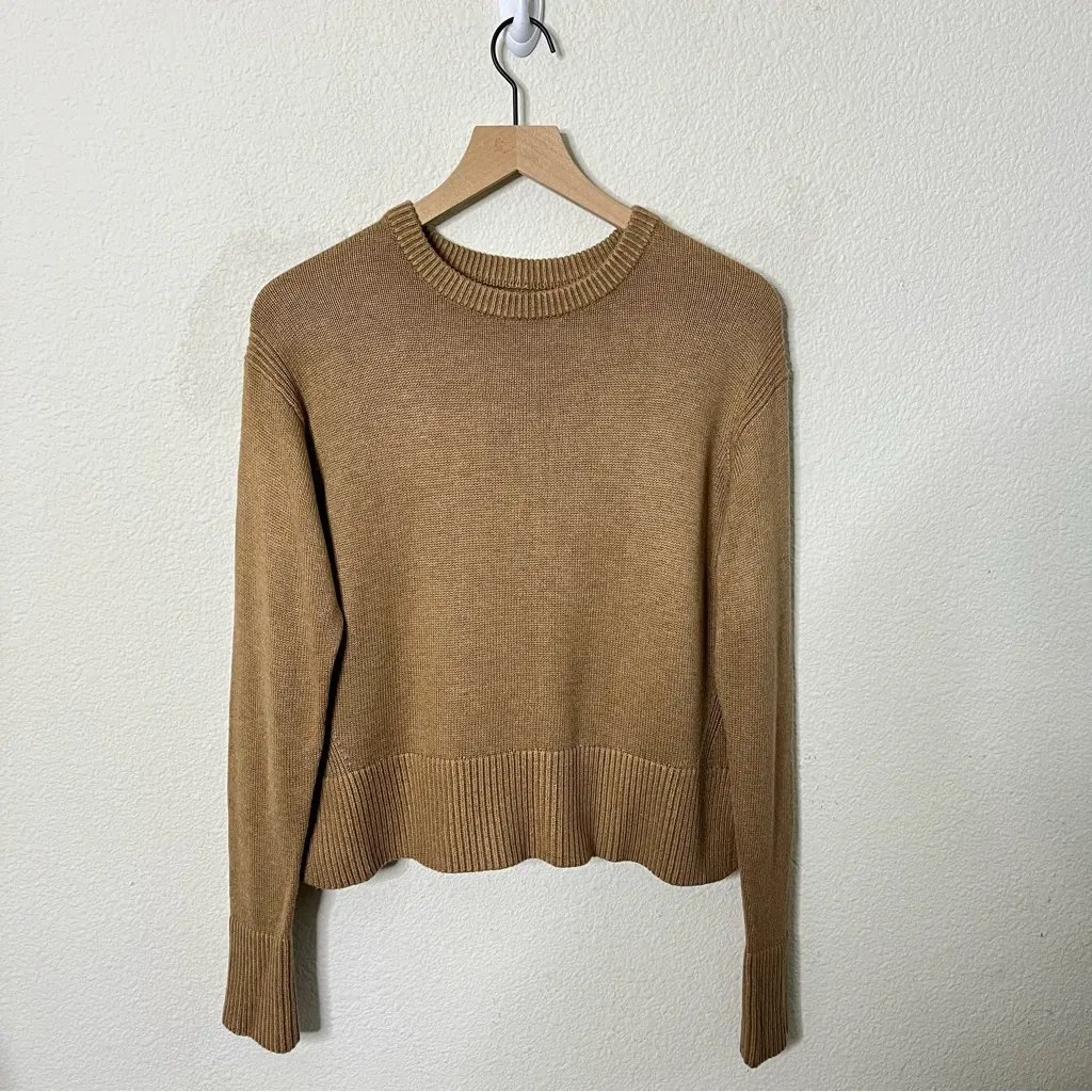 Lululemon Cashlu Boxy Crewneck Sweater Heathered Bold Beige Tan Womens Size 8 - Image 2