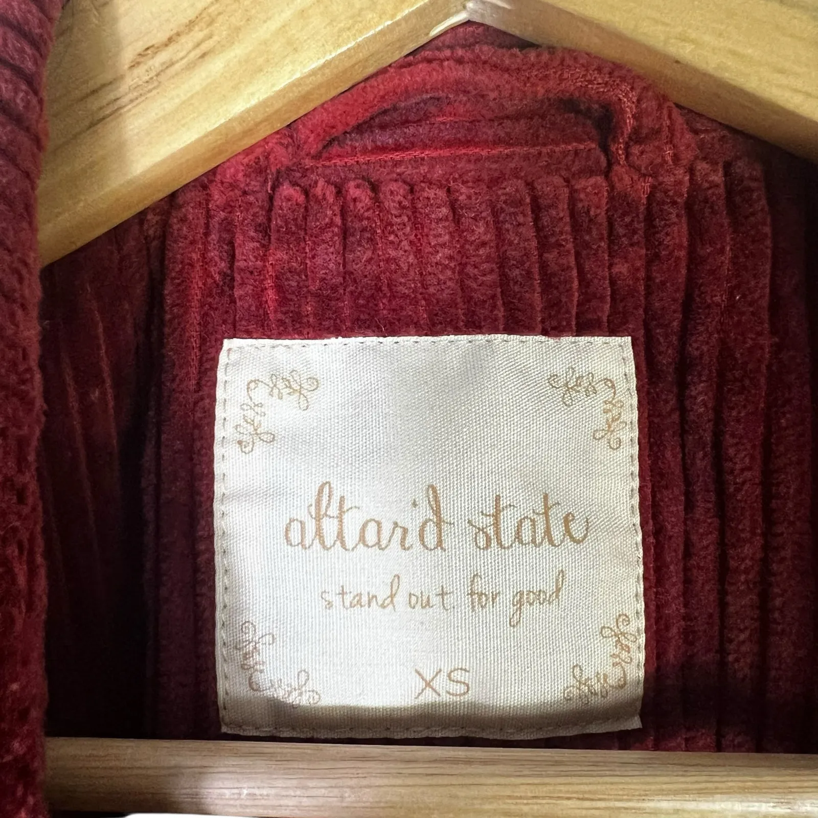 Altar'd State Corduroy Double Breasted Blazer Womens XS Red 100% Cotton Holiday - Image 5