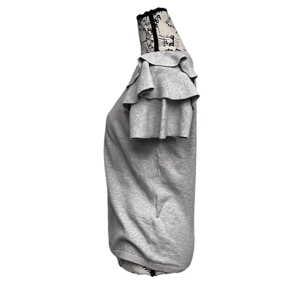 Express Grey Sweater Blouse Womens Cotton Coquette Cottegecore Preppy L Coastal - Image 4