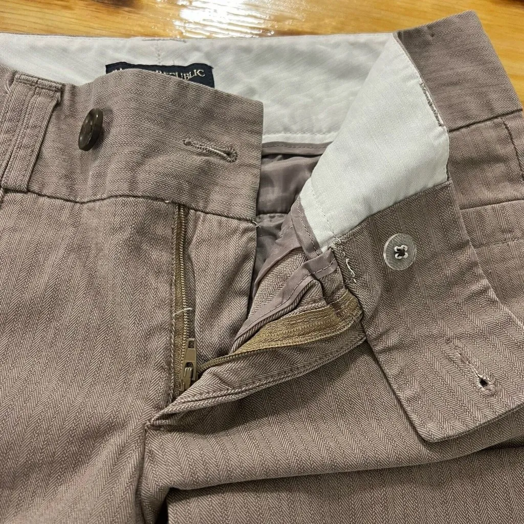 Banana Republic Khaki Tan Striped Ryan Fit Wide Leg Dress Pants Size‎ 4 Preppy - Image 11