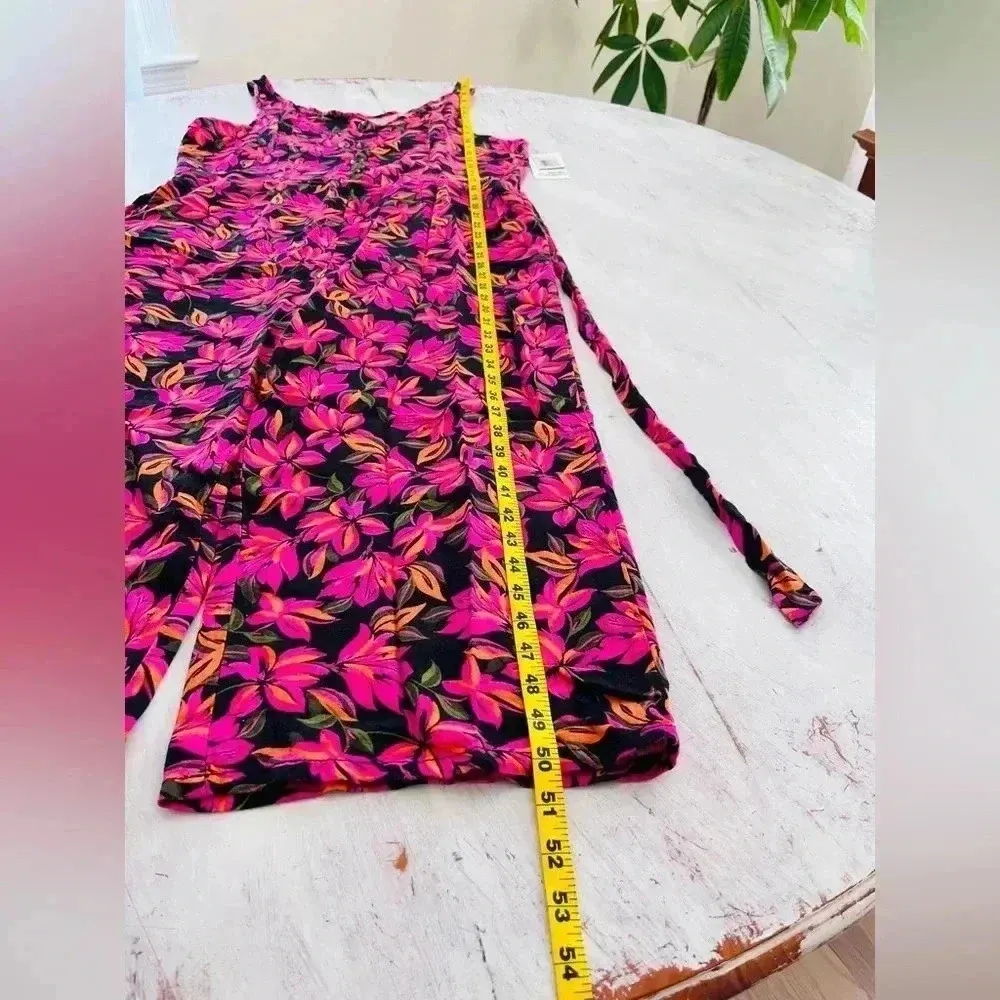 Kensie Tropical Floral Coral Combo Jumpsuit Size Large NWT $68 - Image 8