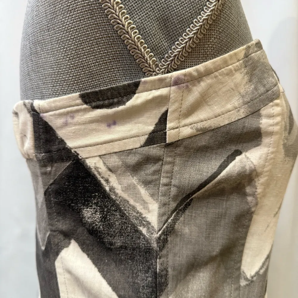 Banana Republic Gray Chevon Zigzag Linen Strapless Dress, Sz 4 - Image 10