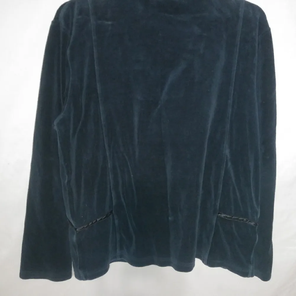 Jane Ashley LP Deep Aquamarine Blue Velour Jacket Petite - Image 5