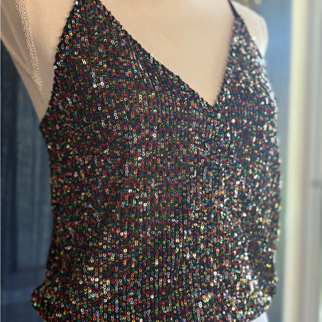 Altar'd State  Black Multicolor Sequin Camisole - Image 2
