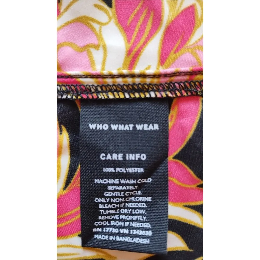 Who What Wear Women's Balloon Sleeves Blouse Black pink Floral sz Large tops - Image 8