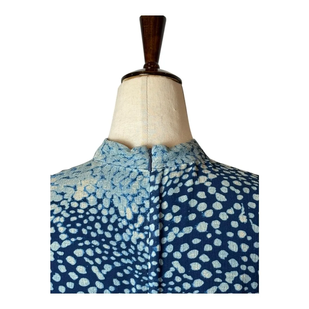 Whistles Dress Women 8 Blue Green Esme Leopard Print Asymmetric Hem Midi Preppy - Image 8