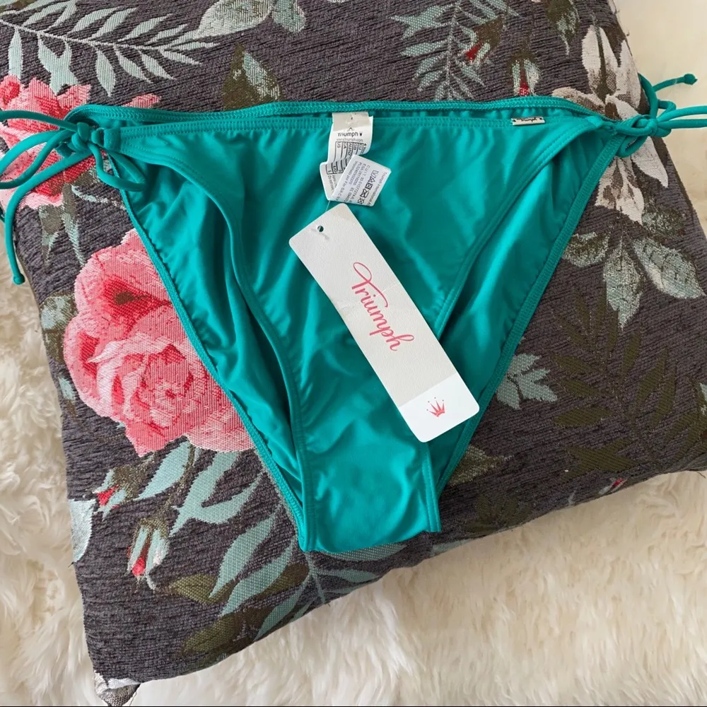 Triumph Teal Tie String Bikini Bottoms NWT Size L - Image 9