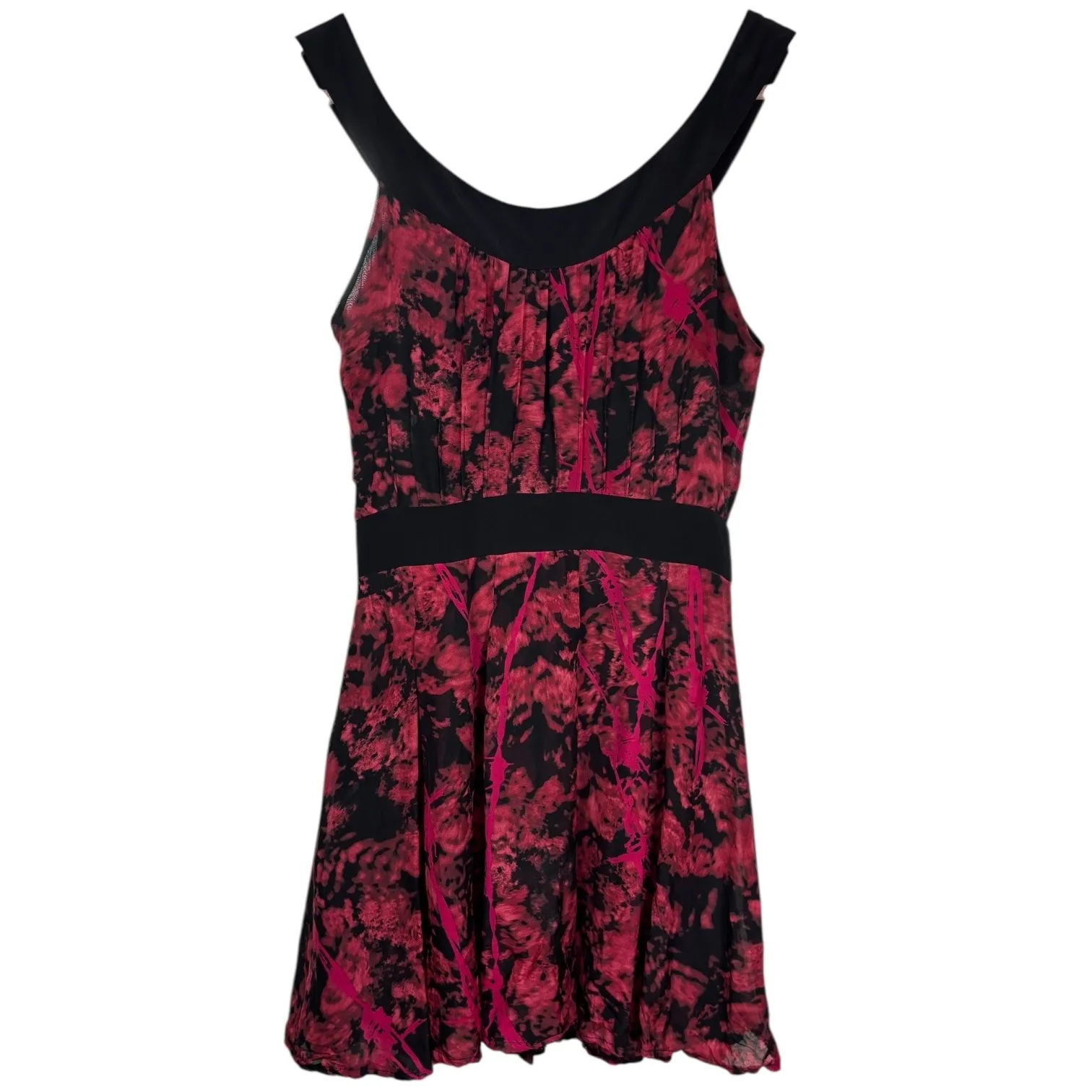 Bebe Black Pink Floral Print A Line Dress Women's Size Small Sleeveless - Image 4