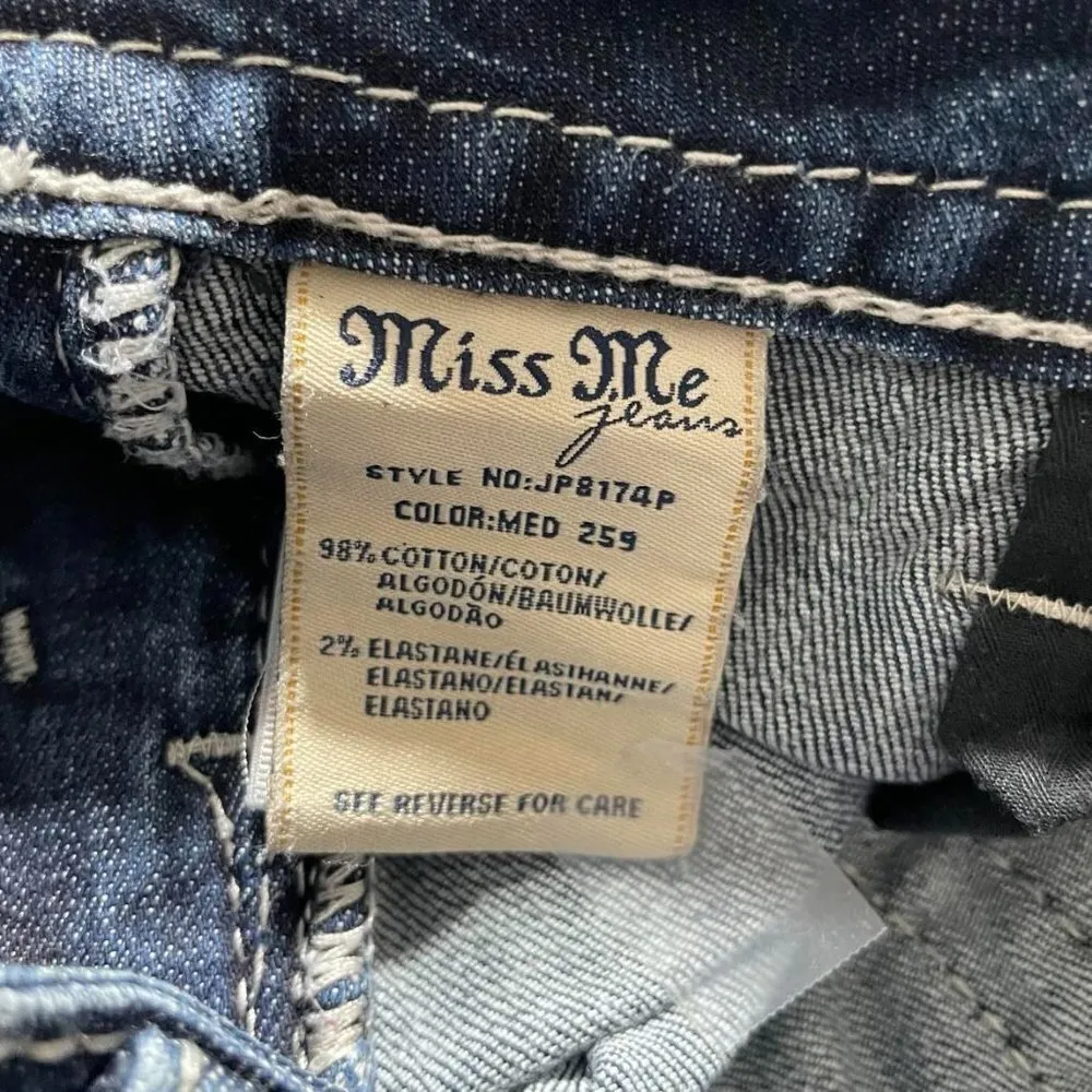 Miss Me Size 27 Signature Cuffed Capri Jeans Pants Denim Embellished Cross - Image 8