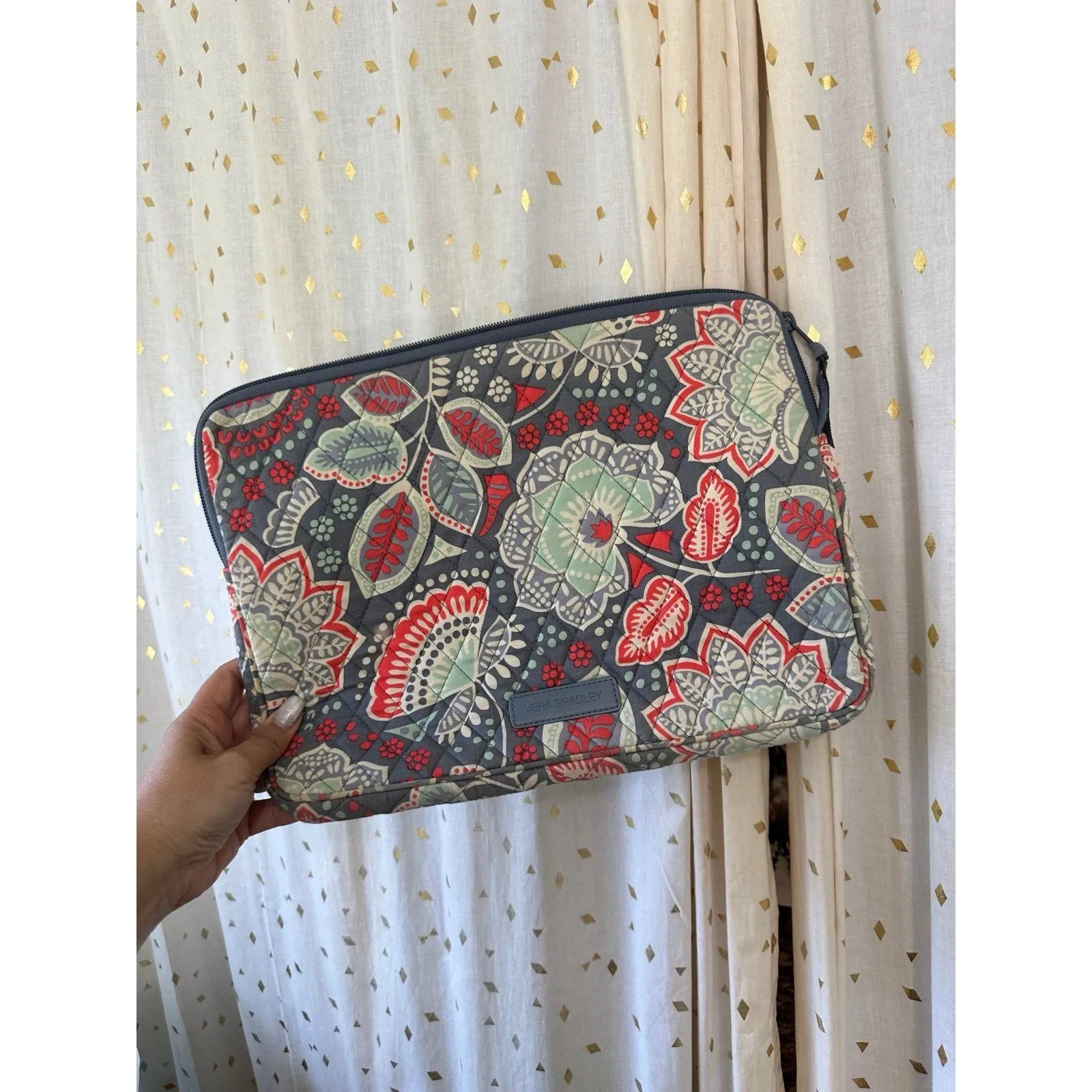 Vera Bradley Nomadic Floral Quilted Padded Laptop Tablet Zipper Sleeve - Image 2