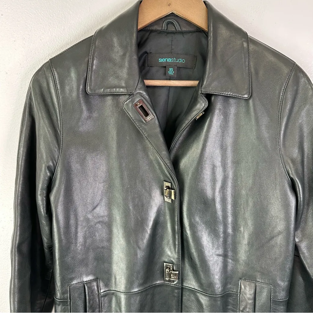 Siena Studio Quarter Length Leather‎ Jacket Black Size XS - Image 6