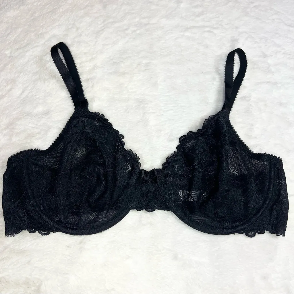 Apt. 9  Black Floral Lace Underwire Bra Size 38C - Image 2