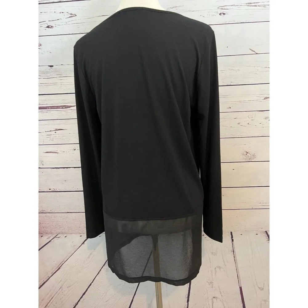 Soft Surroundings Tunic Long Sleeve Shirt Medium Black Sexy Sheer Layered womens - Image 7