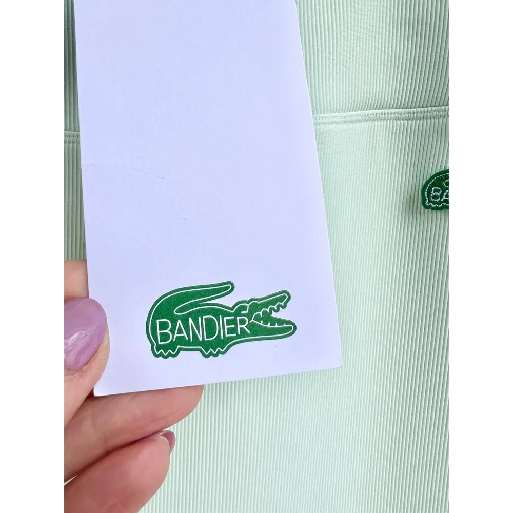 NWT Lacoste x Bandier High Waisted Rib Arielle Leggings Green Women's Medium - Image 4