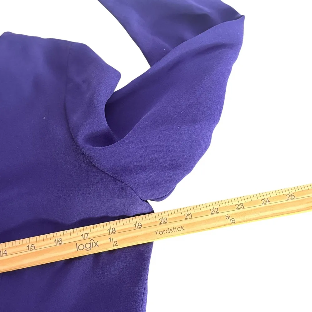 Carlisle 100% Silk Long Sleeve Blouse Womens 4 Purple Office Career Quiet Luxury - Image 8