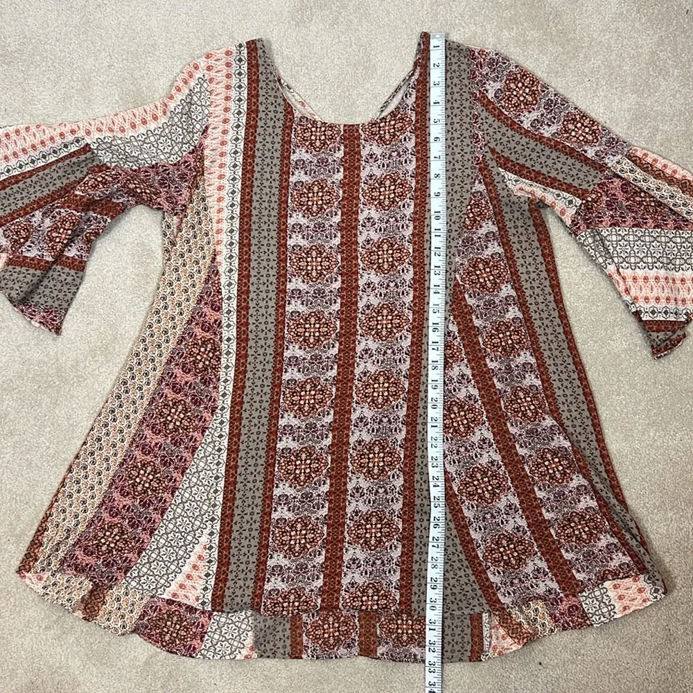 Umgee Bell Sleeve Bohemian Fall Mini Dress Size Large - Image 4