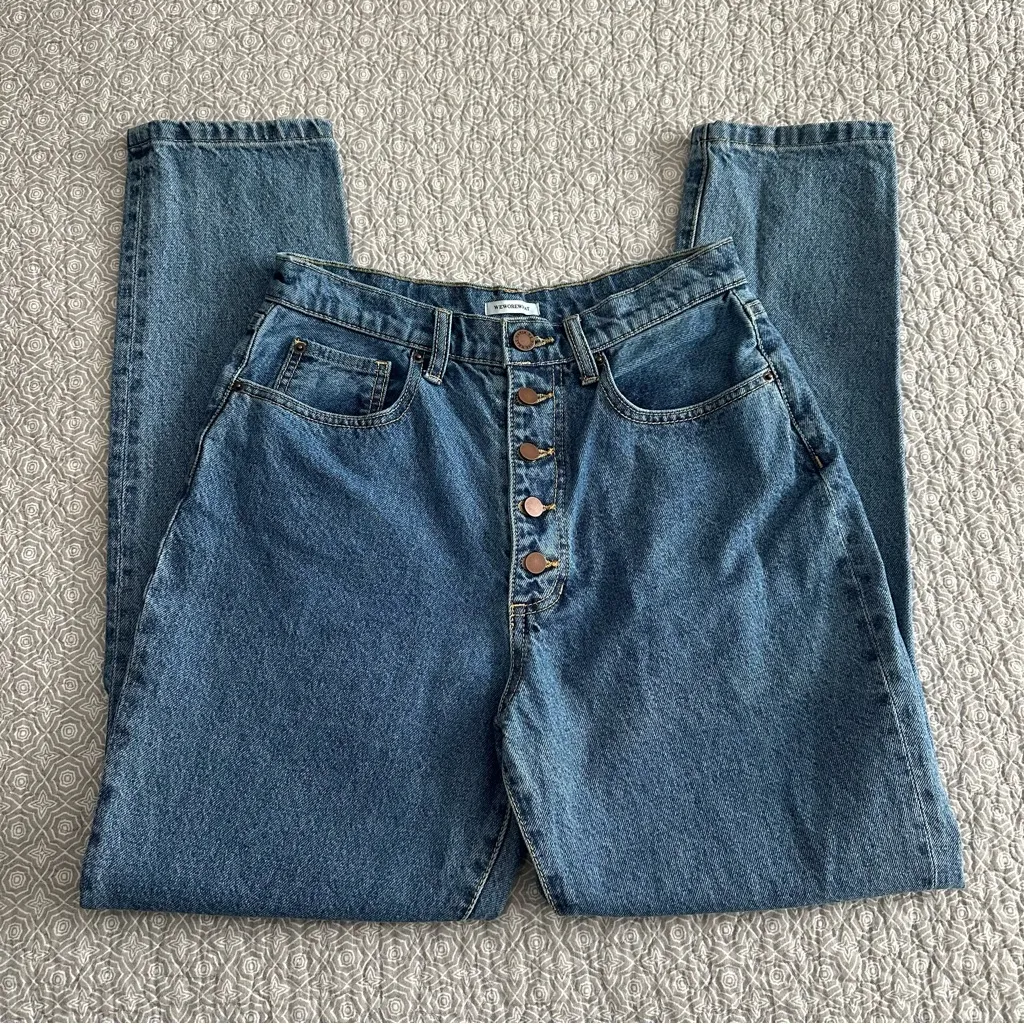 We Wore What Exposed Button Fly High Rise Blue Jeans Size 28 - Image 2