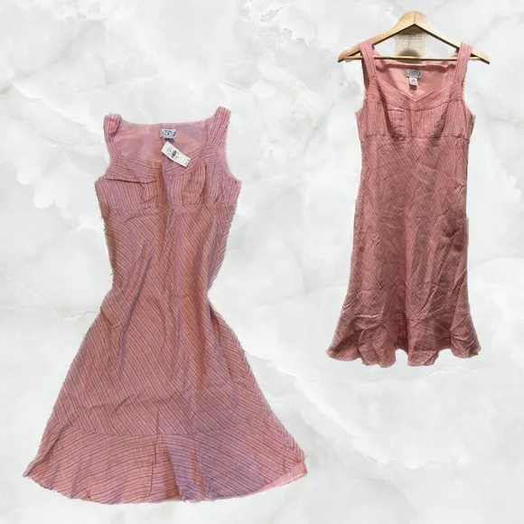 Cute Pink Striped Dress with Zipper on the Side NWT - Image 2