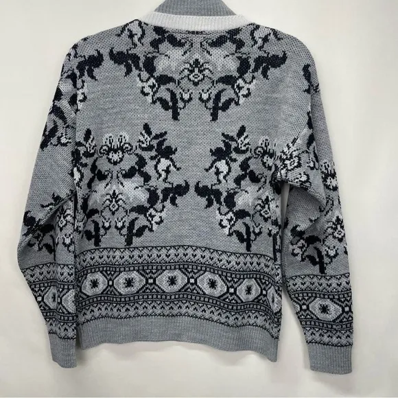 Vintage Diane Von Furstenberg‎ Ski Sweater Double Mock Neck Knit Floral Cabin - Image 11