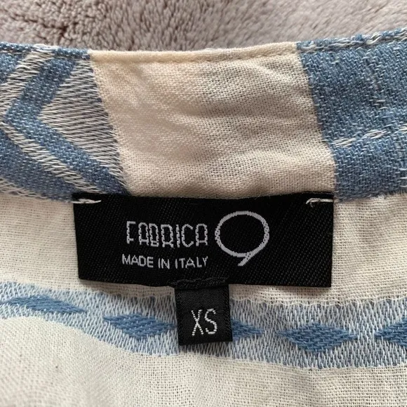 Fabrica 9 Dress Size XS Blue White‎ Geometric Tiered Cotton Midi Boho Summer - Image 6