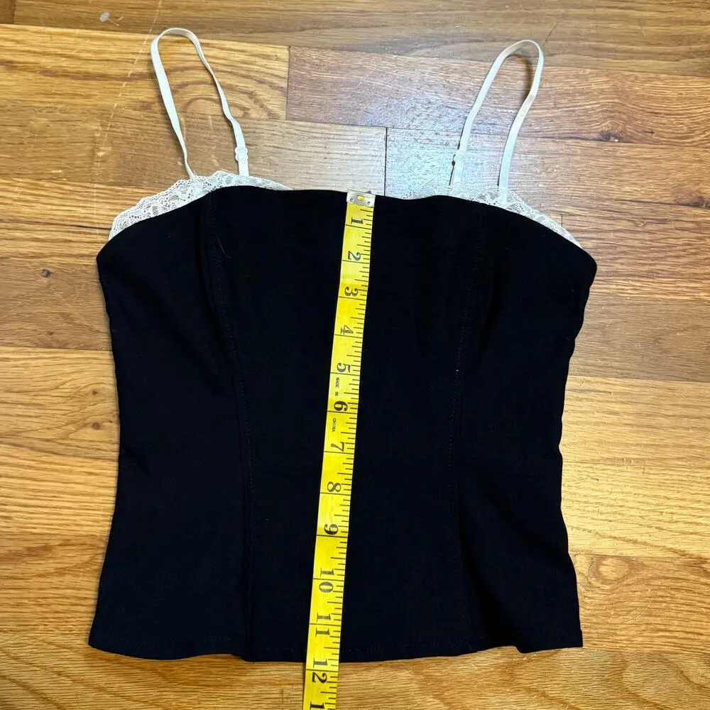 Wild Fable Womens XS Black White Lace Nylon Spaghetti Strap Bustier Crop Top New - Image 4