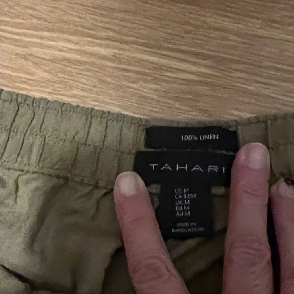 Tahari Women's brown Wide Leg Pants 100% linen like new - Image 2