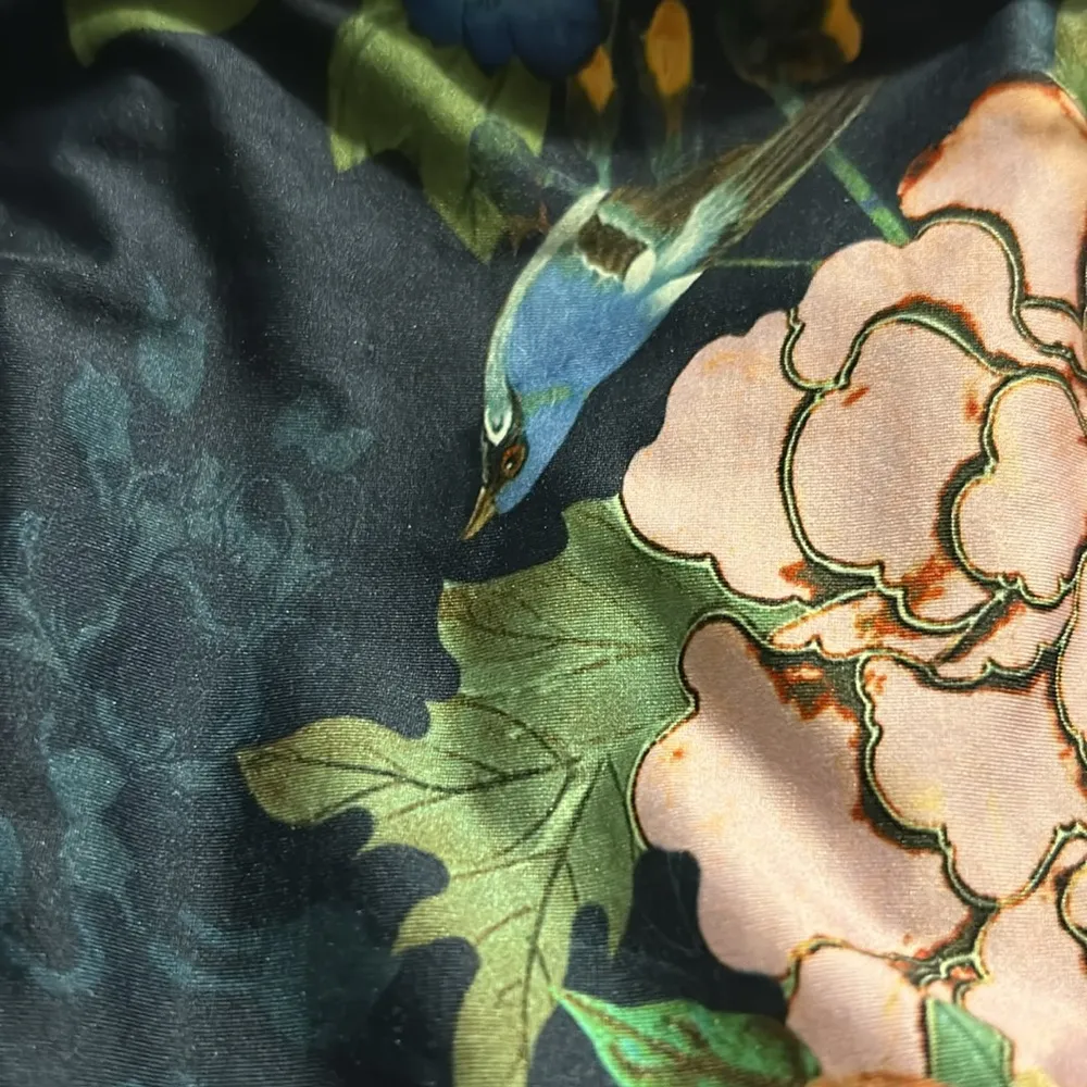 New Milea bikini bottom Eastern Ruched side hipster blue bird floral pattern 10 - Image 4